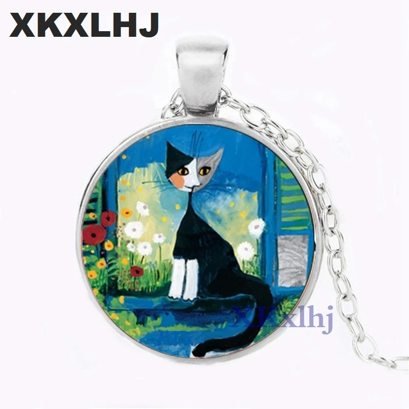 XKXLHJ стеклянный кулон Rosina ожерелье Wachtmeister кошки Страна Чудес ювелирные изделия