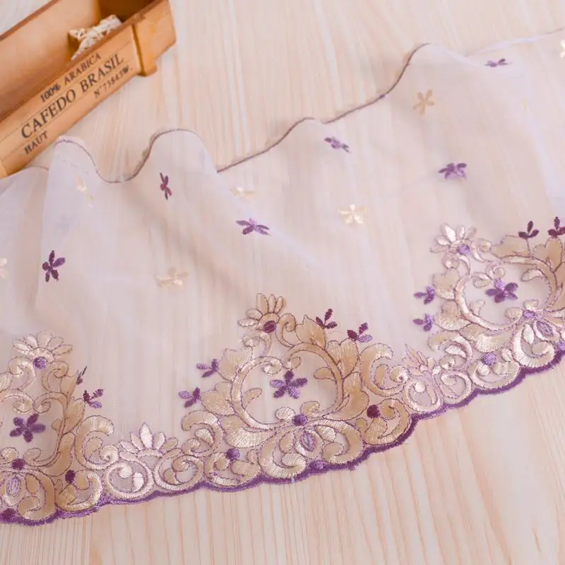 13 ярдов/партия кружевная отделка ткань с вышитыми цветами сделай сам изысканная