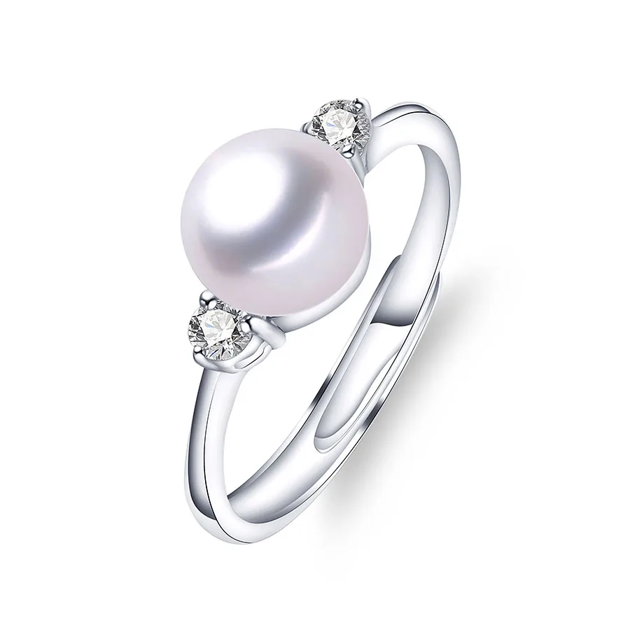 white pearl Новые модные свадебные кольца с высоким блеском и натуральным пресноводным жемчугом для женщин, серебро 925, регулируемое Ювелирное кольцо с цирконием AAA - Цвет камня: white pearl