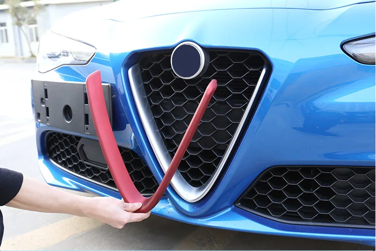 2 шт. углеродного волокна Стиль для Alfa Romeo Giulia ABS Пластик Спереди украшение решетки кадров автомобильные аксессуары