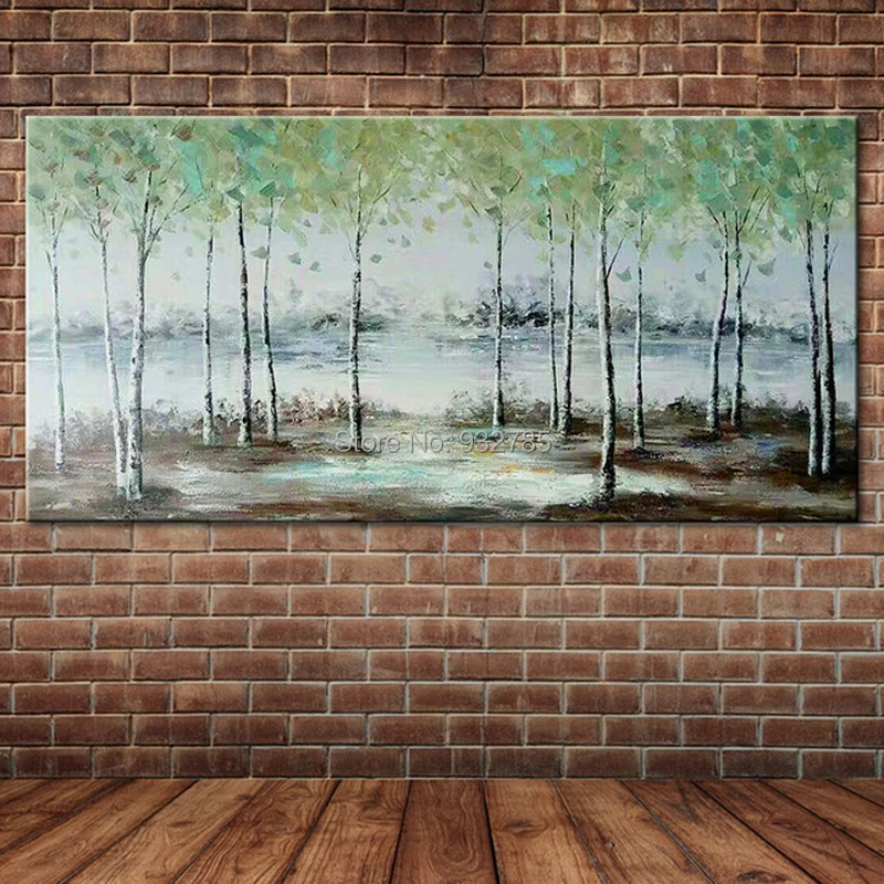 Modern Abstract Hand Painted Tree of Life Oil Painting Canvas Art Large Fabric Wall Mural Decoration for Bedroom(No frame ) | Дом и сад