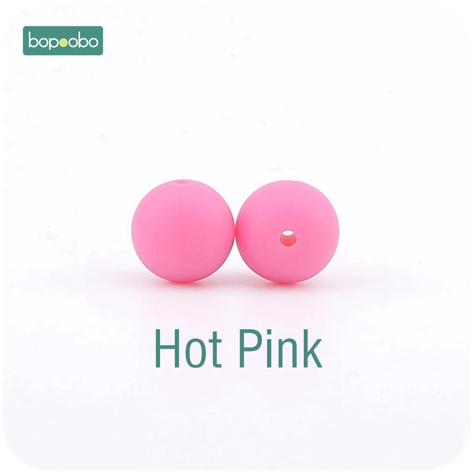 Hot Pink Bopoobo 100 шт Детские принадлежности для кормления Силиконовые Бусины Пищевой Прорезыватель DIY Ювелирный Браслет Детская Игрушка прорезыватель 15 мм - Цвет: Hot Pink