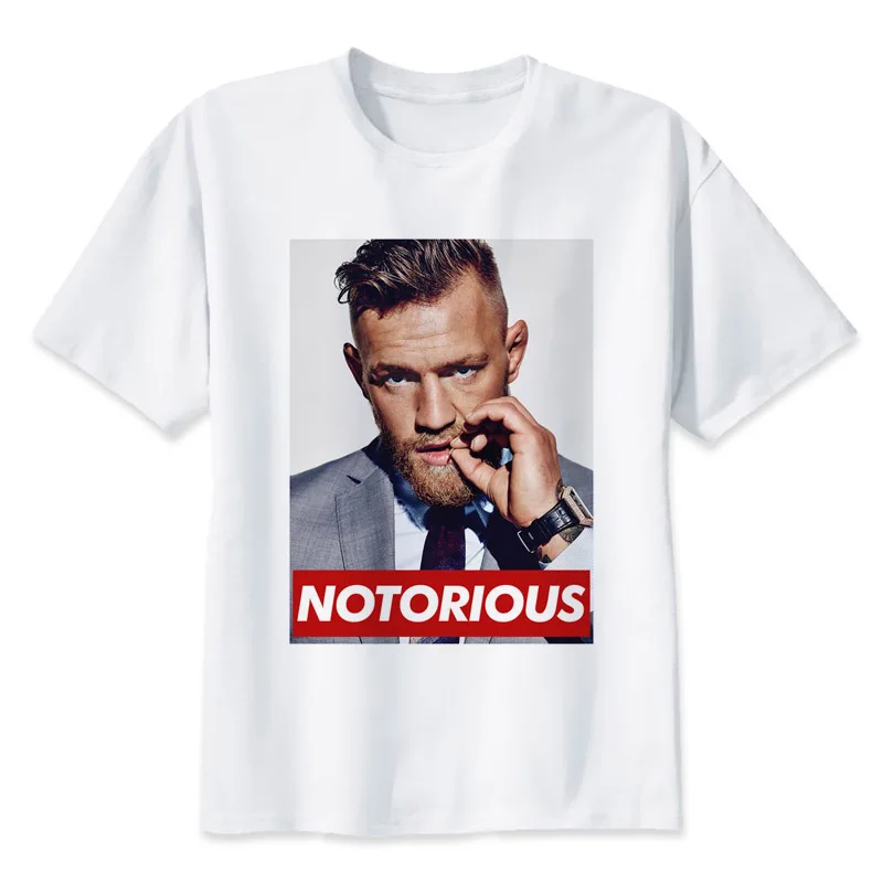 Футболка Conor Mcgregor Мужская модная тенниска для борьбы повседневная майка с белым