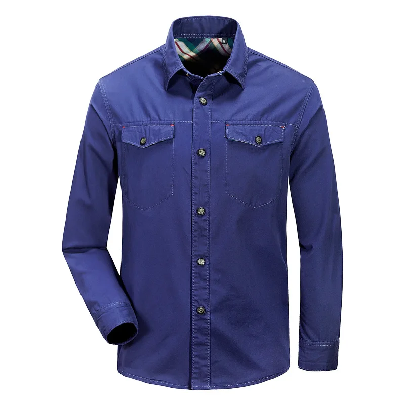 Весенняя Мужская рубашка в стиле милитари качественная деловая повседневная