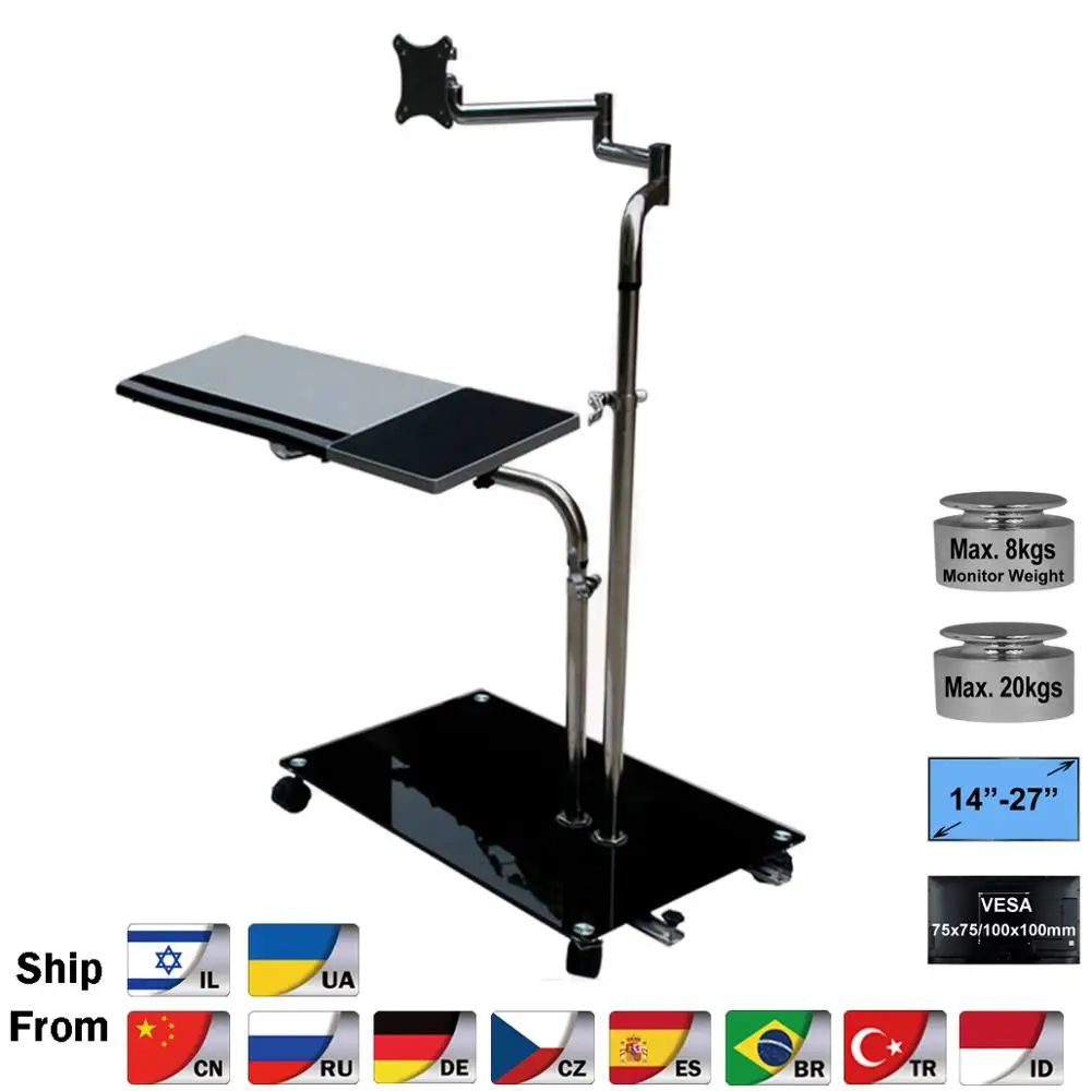 Monitor do Computador Suporte de Montagem + Teclado Cabeceira Móvel Portátil Suporte Ajustável Sofá Titular Girando Mesa Lapdesks Ok610