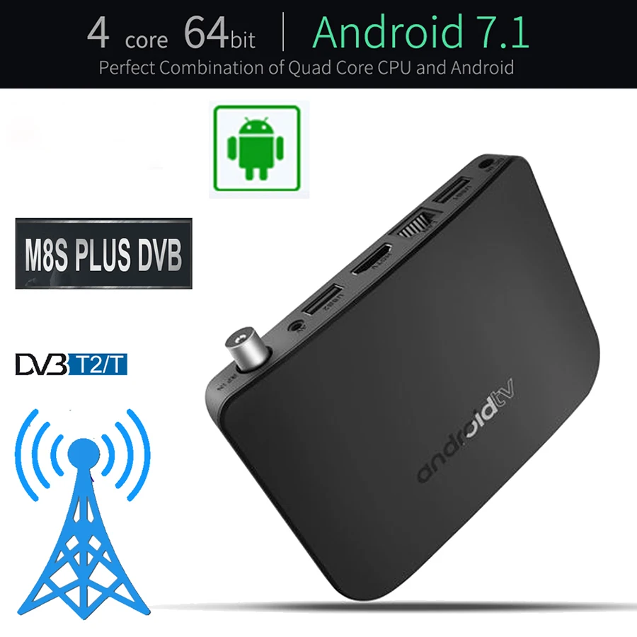 DVB Smart TV Box Android M8S PLUS T2/T S2X/S2/S наземный комбо Amlogic S905D Четырехъядерный 4K медиаплеер