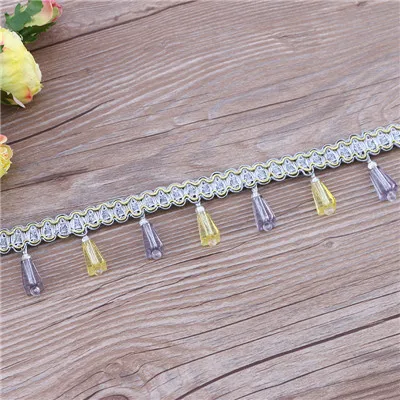Light purple XWL 12 м/лот 4,5 см Широкий Бисер для штор кружевная Лента отделка Аксессуары для штор Декоративные диванные края пояса DIY Швейные кисточки бахрома - Цвет: Light purple