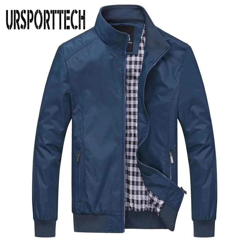 URSPORTTECH Мужская весенняя куртка Осенняя однотонная Повседневная куртка-бомбер