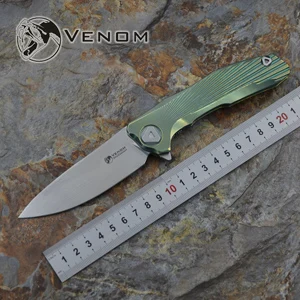 Green Кевин джон веном новая концепция S35vn титановый плавник складной нож керамический шарикоподшипник походный охотничий карманный нож EDC инструменты - Цвет: Green