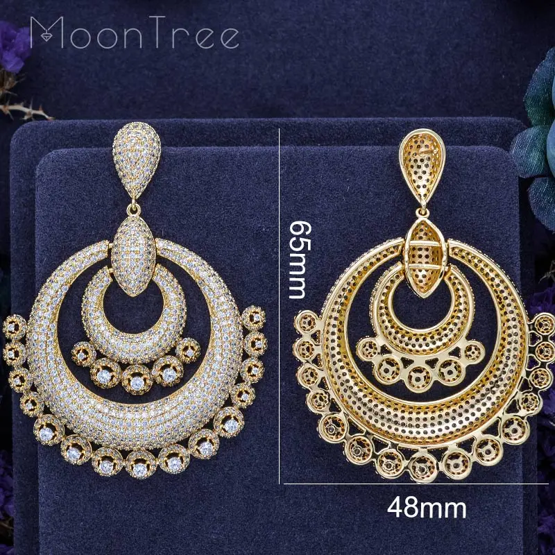 MoonTree роскошные круглые свадебные серьги с цветком полностью покрытые микро