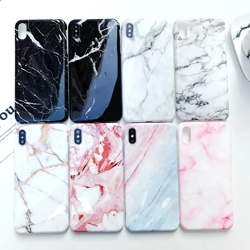 Новый роскошный глянцевый мраморный чехол для iPhone X XS XR 6 S 7 8 Plus MAX Модный из ТПУ