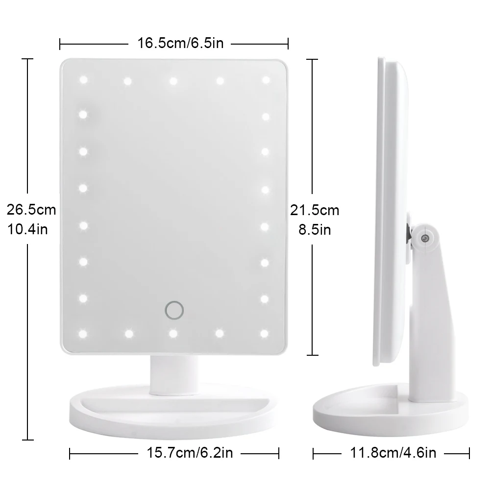Светодиодный Яркий сенсорный экран зеркало для макияжа роскошное с 22