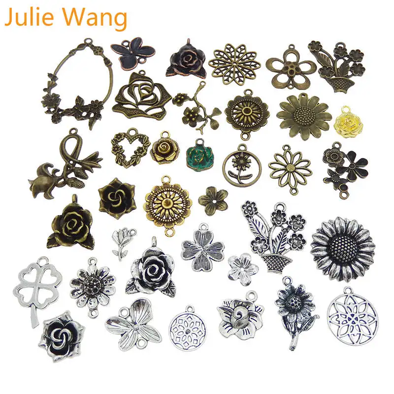 Julie Wang 10 шт. случайная отправка подвески в виде цветов РОЗА Подсолнух антикварное