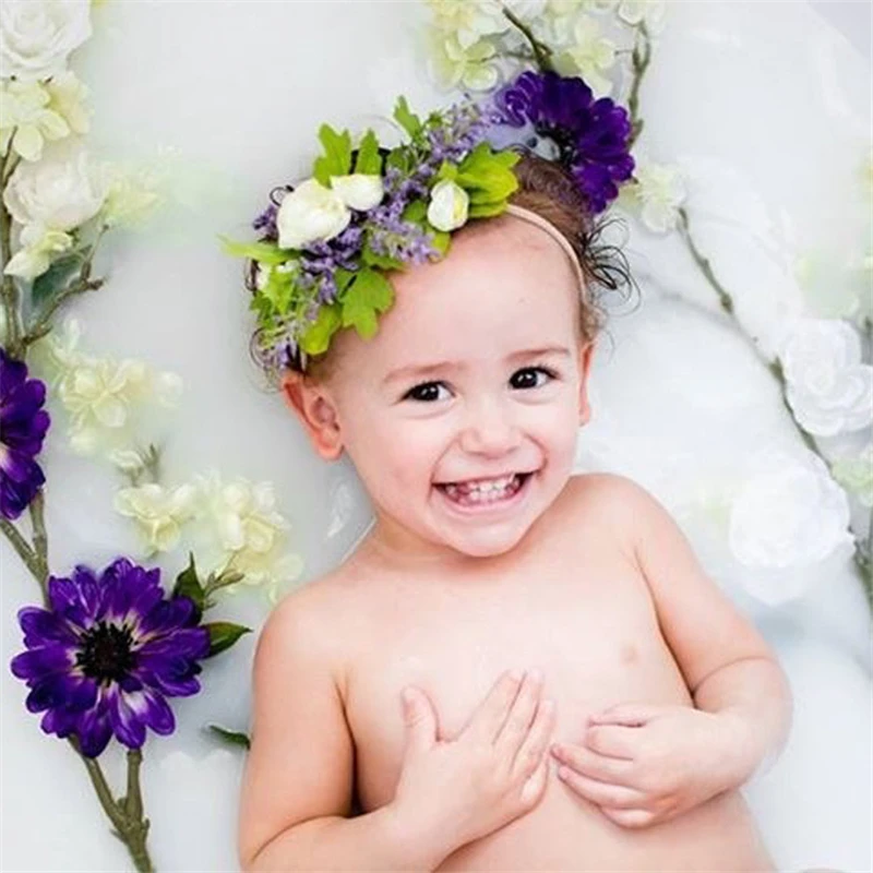 Милый тиара ручной работы ребенка цветок головной убор дети оголовье фотографии