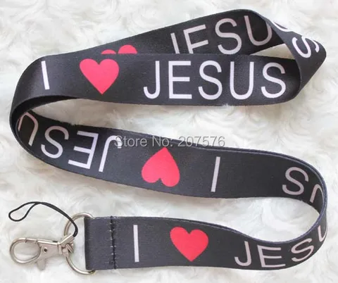 Бесплатная доставка, 50 шт в наборе, с надписью «I LOVE Иисуса значок шнур для держатели ключей ремешки на шею для мобильного телефона прекрасный подарок H-54