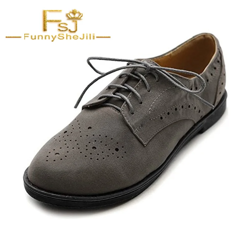 

Dark Grey Vintage Shoes Women's Oxfords Lace-up Comforta Spring Autumn Shallow Attractive Incomparable Generous FSJ Elegant