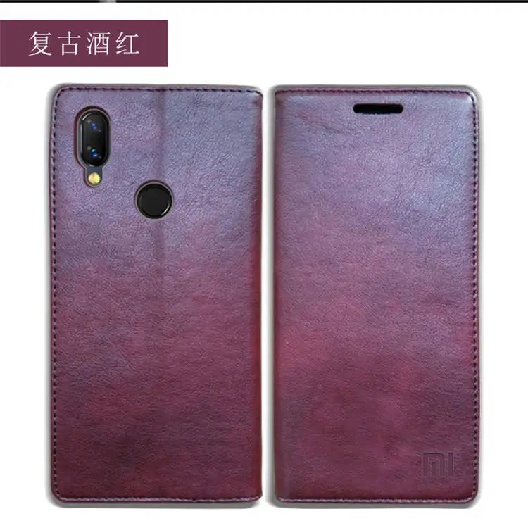 Wine Red Чехол для Xiaomi Redmi Note 7, роскошный чехол из натуральной кожи с откидной крышкой для Xiaomi Redmi Note 7, Магнитный чехол-книжка, чехол для Redmi Note7 Pro - Цвет: Wine Red
