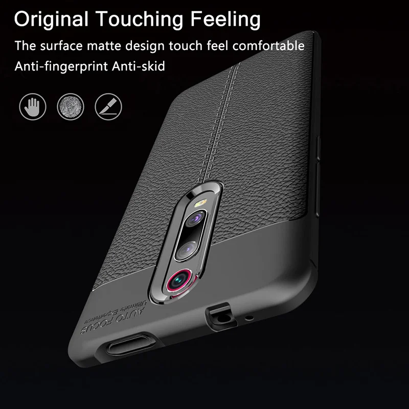 KEYSION Shockproof Case for Xiaomi Mi 9T Pro 9 SE K20 Soft TPU Ltchi Pattern Back Cover Redmi Note 7s Y3 |