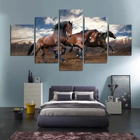 modern home decor living room canvas 5 panel fine horse running framework wall art poster hd print painting modular pictures