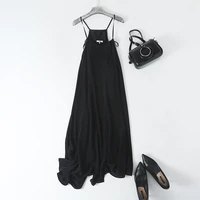 black dress women 100 silk simple design adjustable spaghetti strap sleeveless long dress elegant style new fashion 2018
