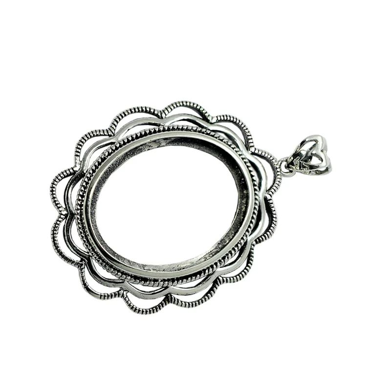Beadsnice Wholesale Charm Pendant Thai Silver Retro Filigree Flower Bezel Jewelry Pendants Settings DIY Custom Gift ID32303 | Украшения и