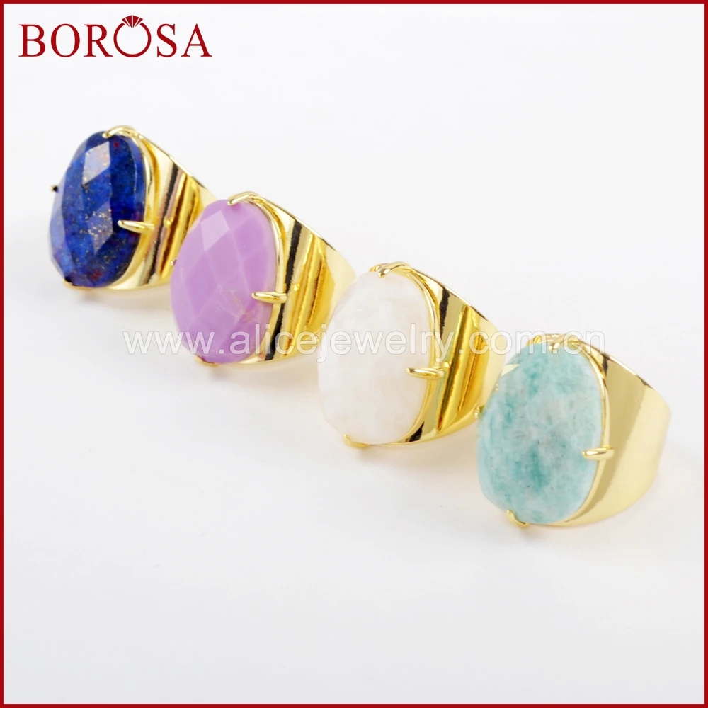 Кольцо BOROSA ZG0321 с ограненными камнями ювелирное изделие под золото в форме яйца