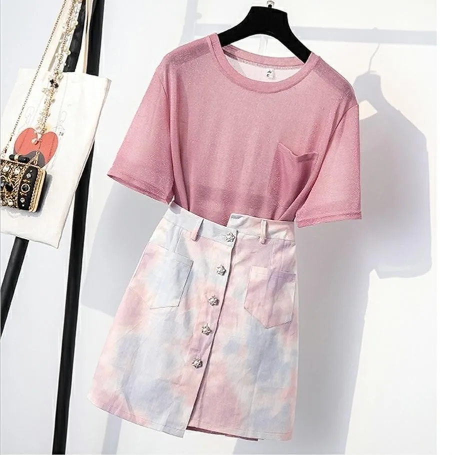 5XL большой размер Летняя женская одежда комплект из двух предметов длинная