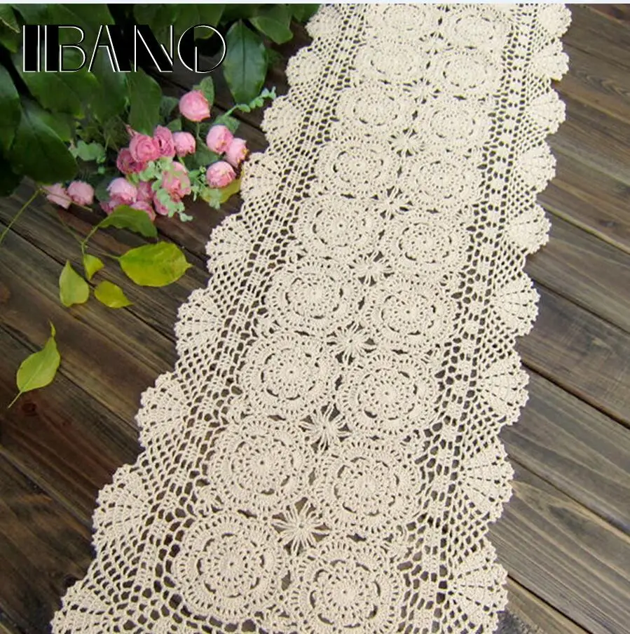 Beige IBANO ручная работа хлопок крючком скатерть кружева Doilies настольная дорожка с цветами для дома кофейня украшение стола 1 шт./лот - Цвет: Beige