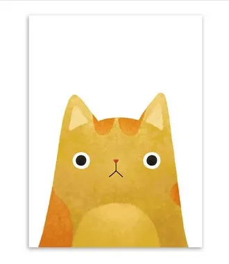 Оригинальный акварельный Милый Постер с японским котом и домашними животными
