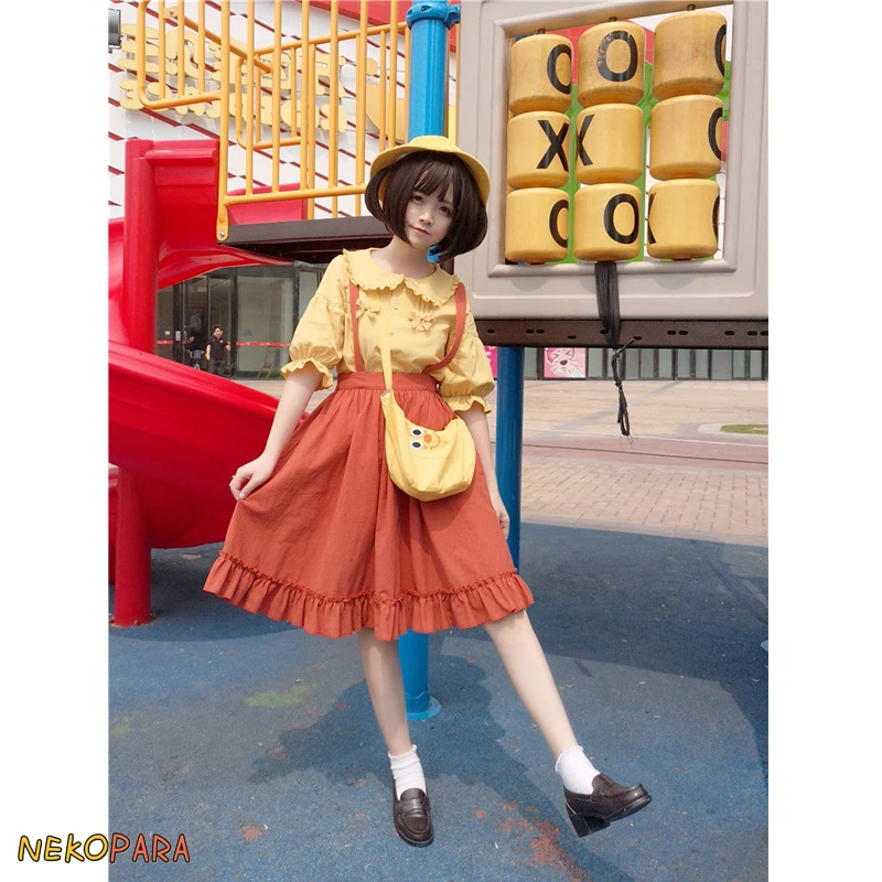 Милые комплекты для девочек из 2 предметов в стиле Лолита Для женщин комплект лен