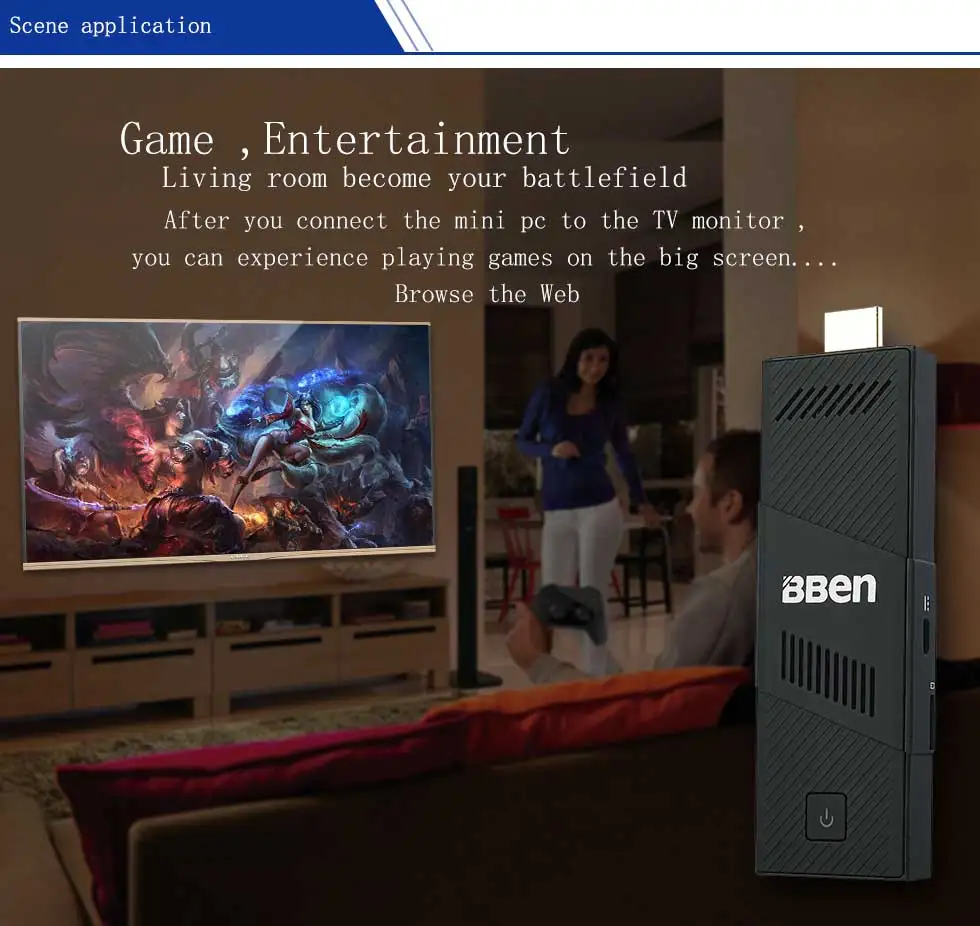 Bben мини Компьютер палка встроенный вентилятор с cherry trail z8350 процессор 4 ГБ/64 ГБ, 2 ГБ/32 Гб Поддержка двухдиапазонный Wi-Fi bluetooth
