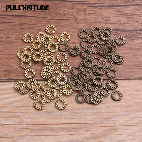 two color PULCHRITUDE 60 шт 10 мм Три цвета винтажный металлический цинковый сплав стимпанк мини Шестерня Подвески подходят ювелирные Подвески P6908 - Окраска металла: two color