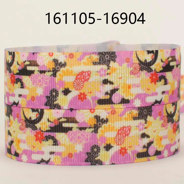 

50yards/lot New cartoon Fashion flower cartoon Printed Grosgrain Ribbons for girl DIY hairbow