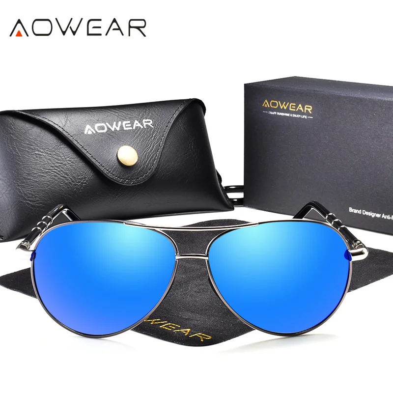 Солнцезащитные очки AOWEAR Мужские поляризационные зеркальные солнечные в стиле