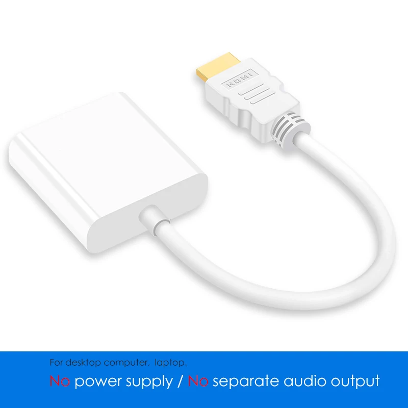 EECPT HDMI в VGA адаптер конвертер цифро-аналоговый видео аудио 1080P Адаптер для PS4 ТВ коробка ноутбук к ПК экран ТВ проектор - Цвет: White-001