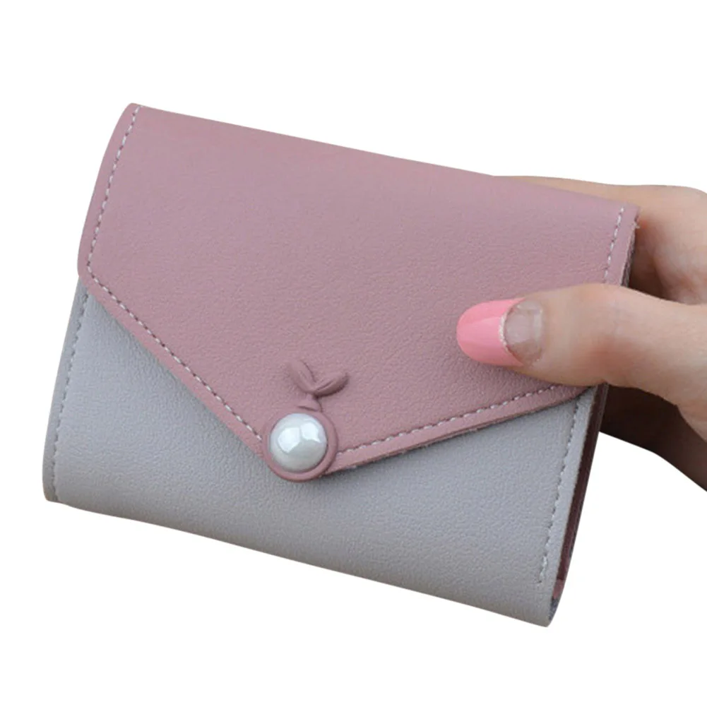 pearl Pink Женский короткий кошелек для монет из искусственной кожи, кошелек для наличных, органайзер, мини-кошелек, милые кошельки для девочек, MUG88 - Цвет: pearl Pink