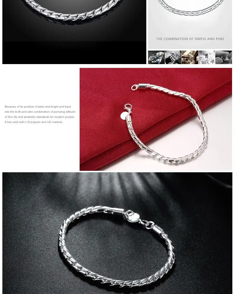 Twist pequenos маленькая веревка pulseiras brasalete cadenas цепи серебряного цвета schmuck Ираку Болгарию онлайн Shop Dahu Rico браслеты