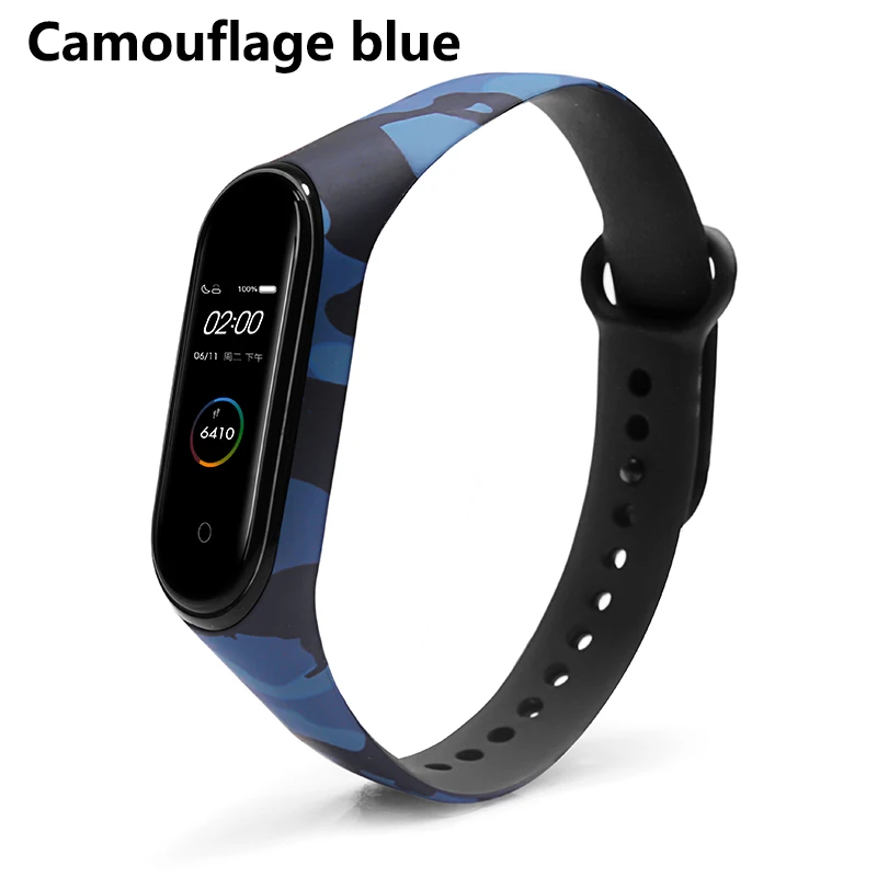 Camouflage blue BOORUI Универсальный Miband 3 4 ремешок pulsera inteligente ремешок для xiaomi mi3 mi4 смарт-браслеты с разнообразными цветами - Цвет: Camouflage blue