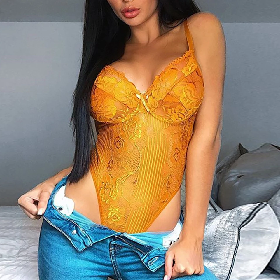 Белое Кружевное боди видеть сквозь Push Up Body Femme 2019 г. пикантные женский черный