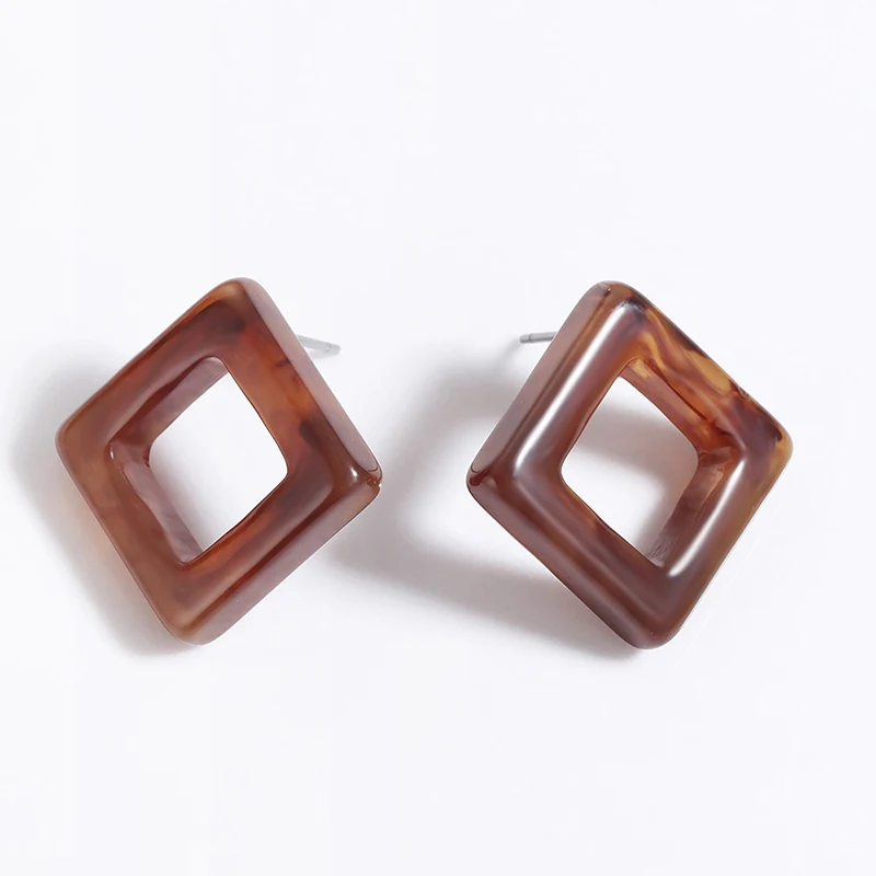 Простые серьги ацетатная доска акрил элегантное дерево зерно/молочно-белый