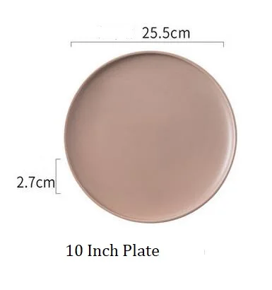 10 Inch Plate NIMITIME японский стиль стейк блюдо керамическое западное еда плоское блюдо нордический отель Черный Белый Большой Круглый Тарелка - Цвет: 10 Inch Plate