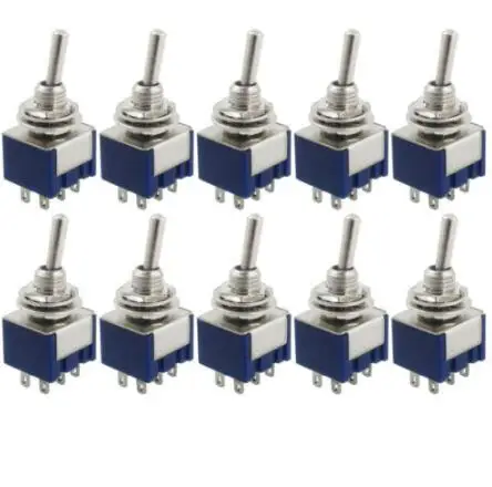 10 Pcs AC 125V 6A Amps ON/ON 2 Position DPDT Toggle Switch New MTS-202 BLUE S | Обустройство дома