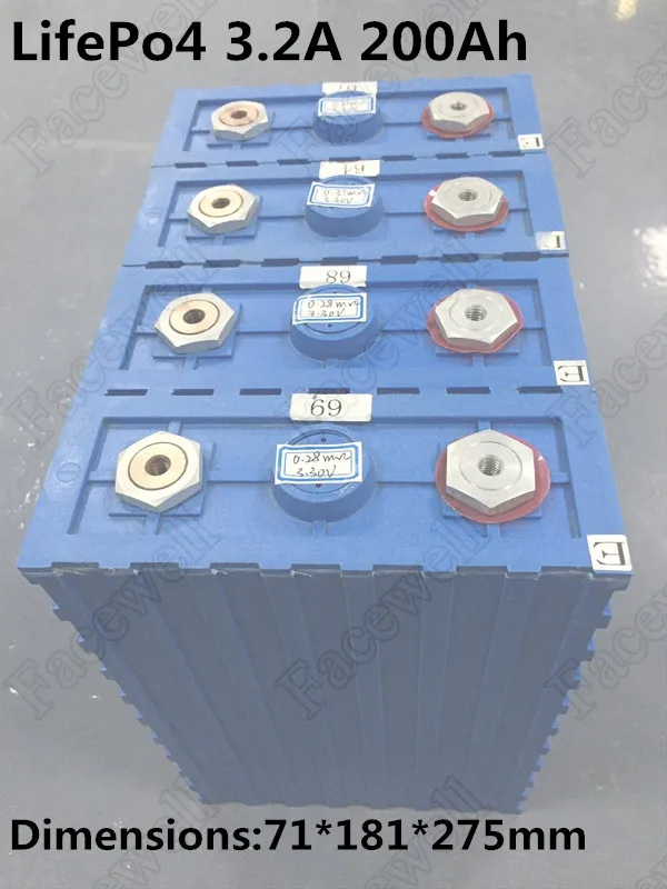 Высокая емкость 3 2 v lifepo4 батареи 200ah ячейки литиевых 100A f аккумулятор diy солнечной