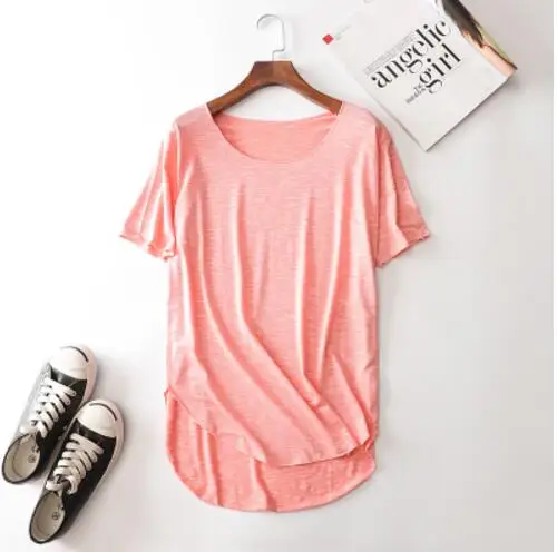Красный Sedutmo Лето хлопок футболка Для женщин Harajuku Bamboo топы с короткими рукавами свободные рубашки Повседневное футболка с круглым вырезом Blusas ED163 - Цвет: Красный