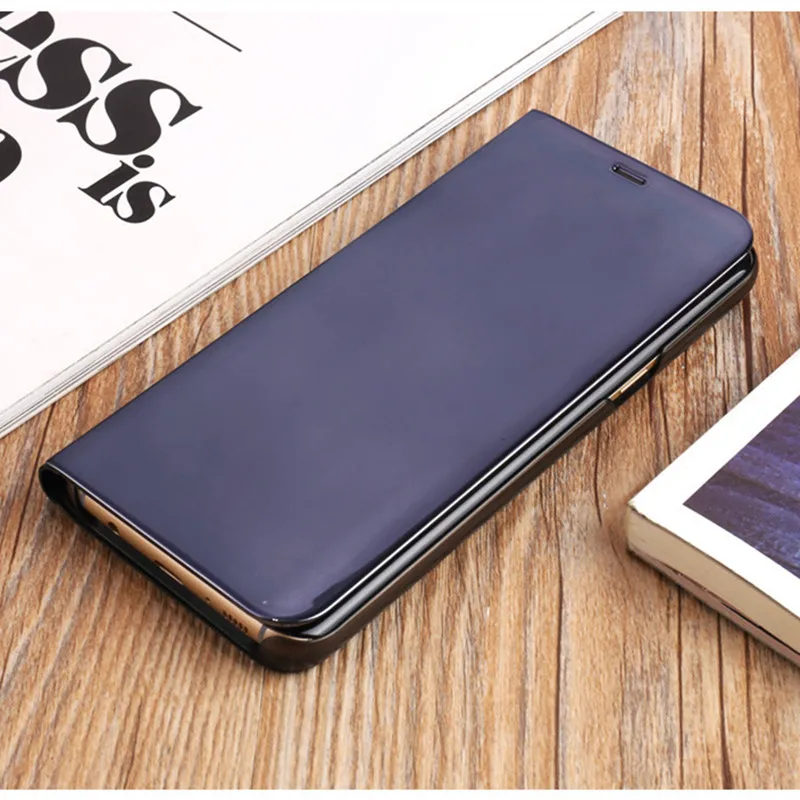 Прозрачный зеркальный флип-чехол с окошком для samsung Galaxy S9 S8 Plus S7 S6 Edge, умный чехол-подставка с чипом для samsung Note 8 9 Note 5