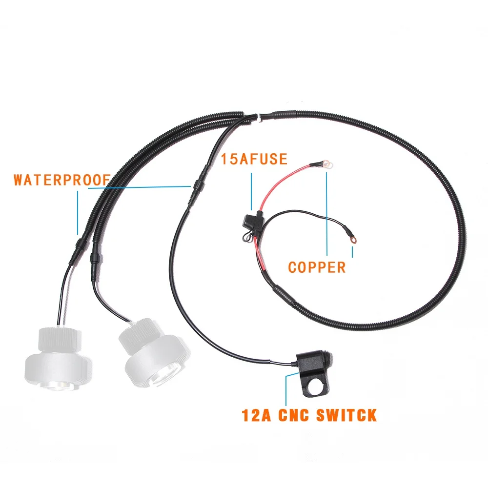 1set Controls Custom MK2W 12V Motorcycle led Head light switch + wire harness ATV Handlebar Fog Spotlight On Off Switch |