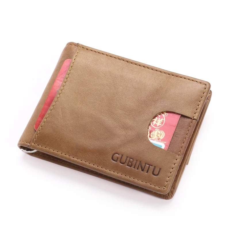 Gubintu кошельки Rfid блокирующие модные милые из натуральной кожи с зажимом для