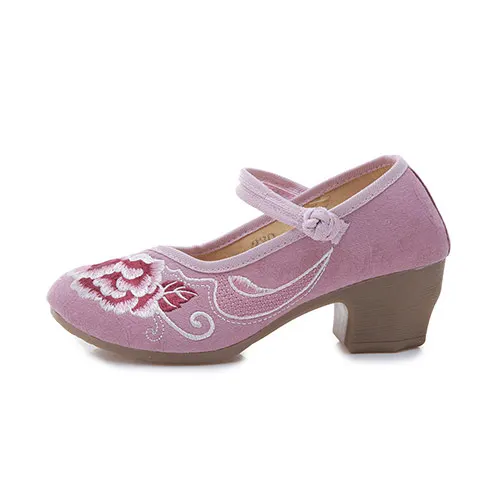 Model 4 Purple Veowalk/Винтажные женские туфли в китайском стиле; женская текстильная обувь на квадратном каблуке; повседневные туфли-лодочки; удобные хлопковые туфли на квадратном каблуке с вышивкой - Цвет: Model 4 Purple