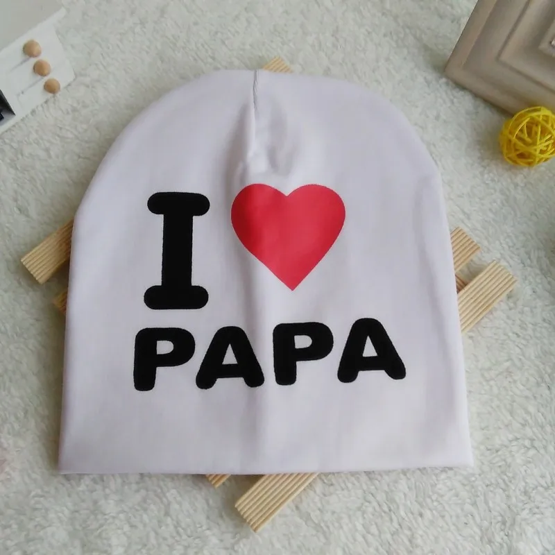 04 1 шт., Детская Хлопковая Шапка-бини I LOVE PAPA/MAMA, милая теплая шапка с буквенным принтом для новорожденных детей, детская Шапка-бини s - Цвет: 04