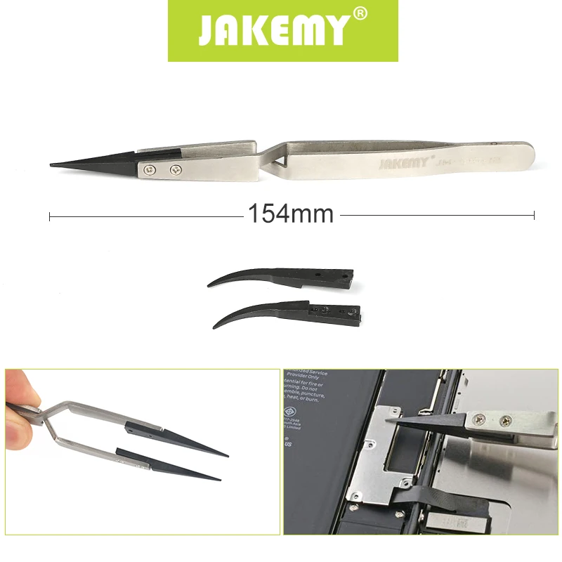 Jakemy TC-T10-12 Пинцет из нержавеющей стали пластиковые плоскогубцы высокоточные